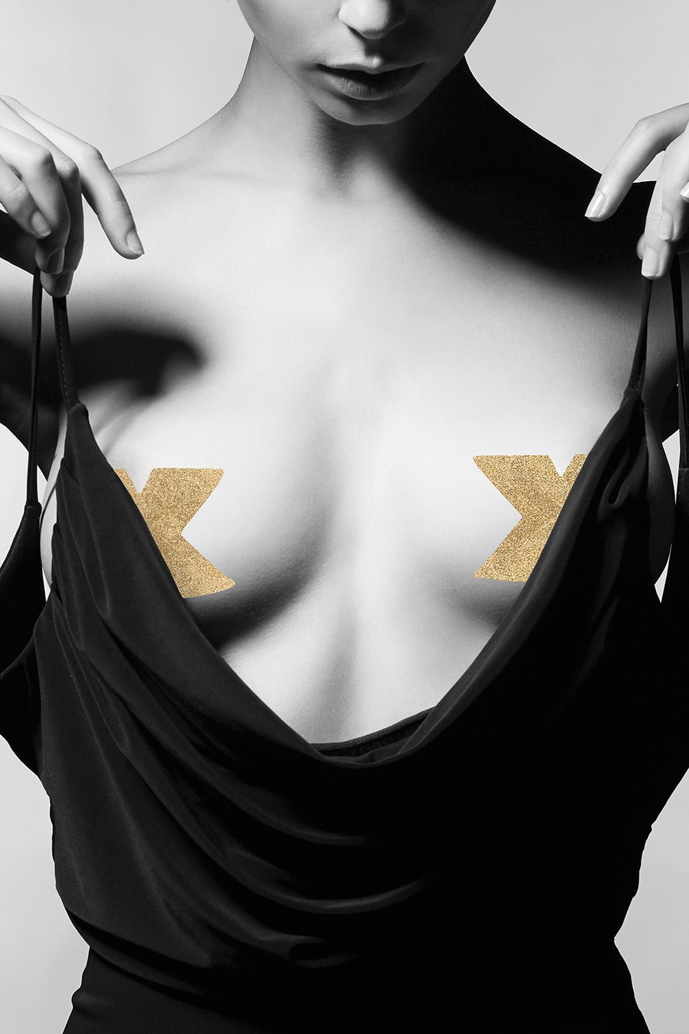 Bijoux Indiscrets Flash Cross Nipple Cover Pasties Gold