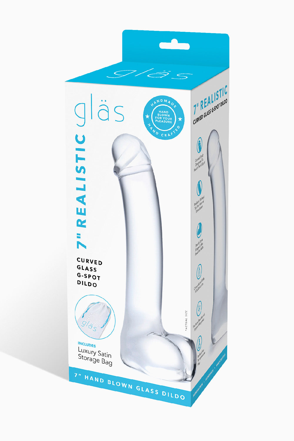 Glas Realistic Curved Glass G-Spot Dildo, 7 Inches