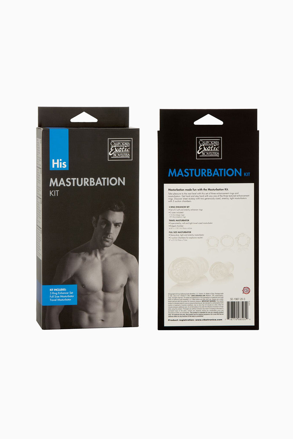 His Masturbation Kit Cock Rings & Stroker, 4.25/5 Inches