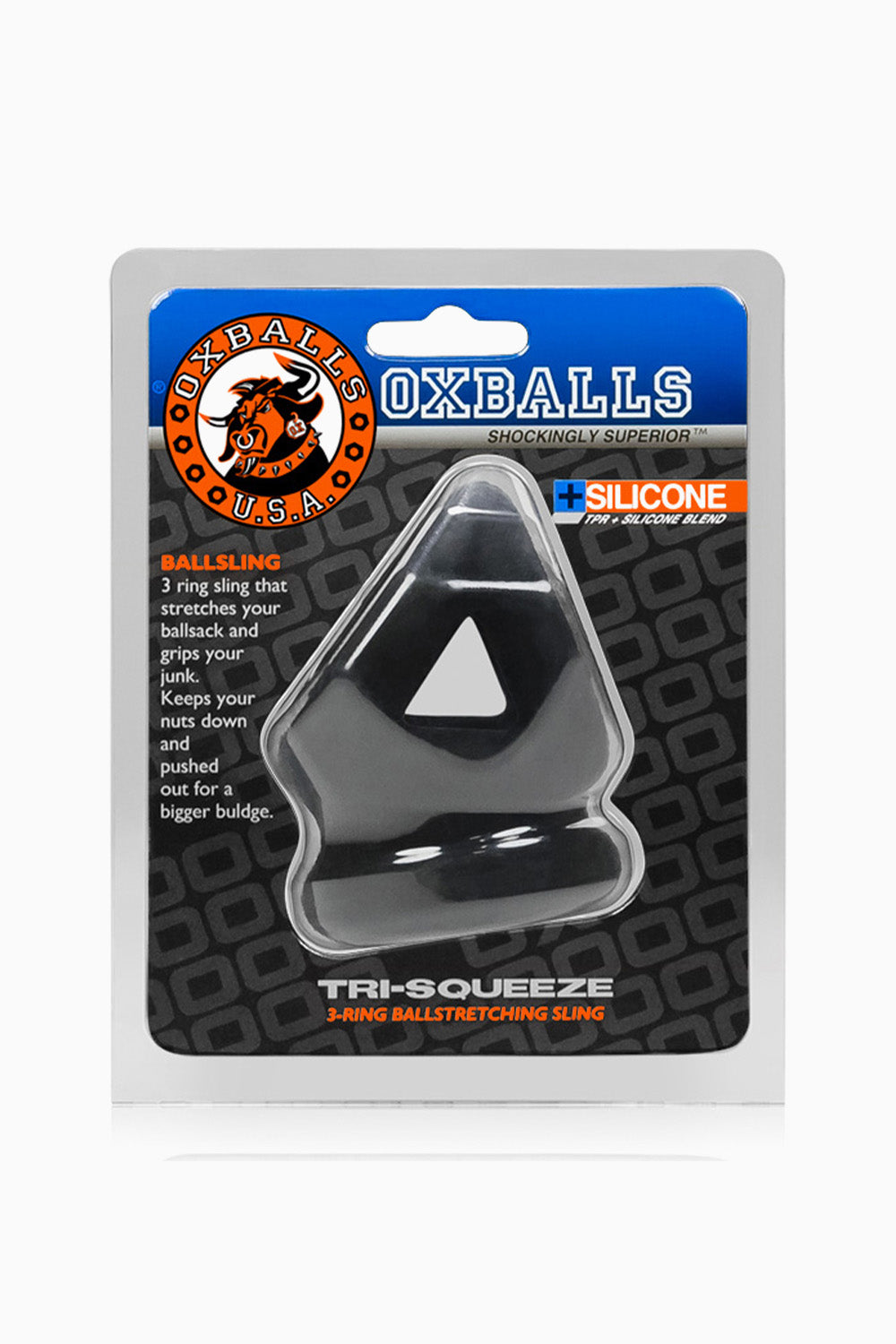 Oxballs Tri-Squeeze Cocksling & Ballstretcher Black Ice