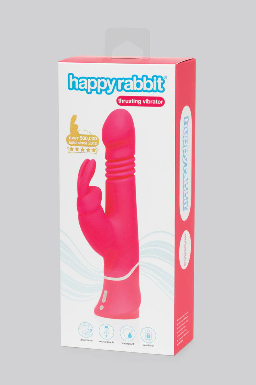 Happy Rabbit Thrusting Realistic Rabbit Vibrator Pink, 9 Inches