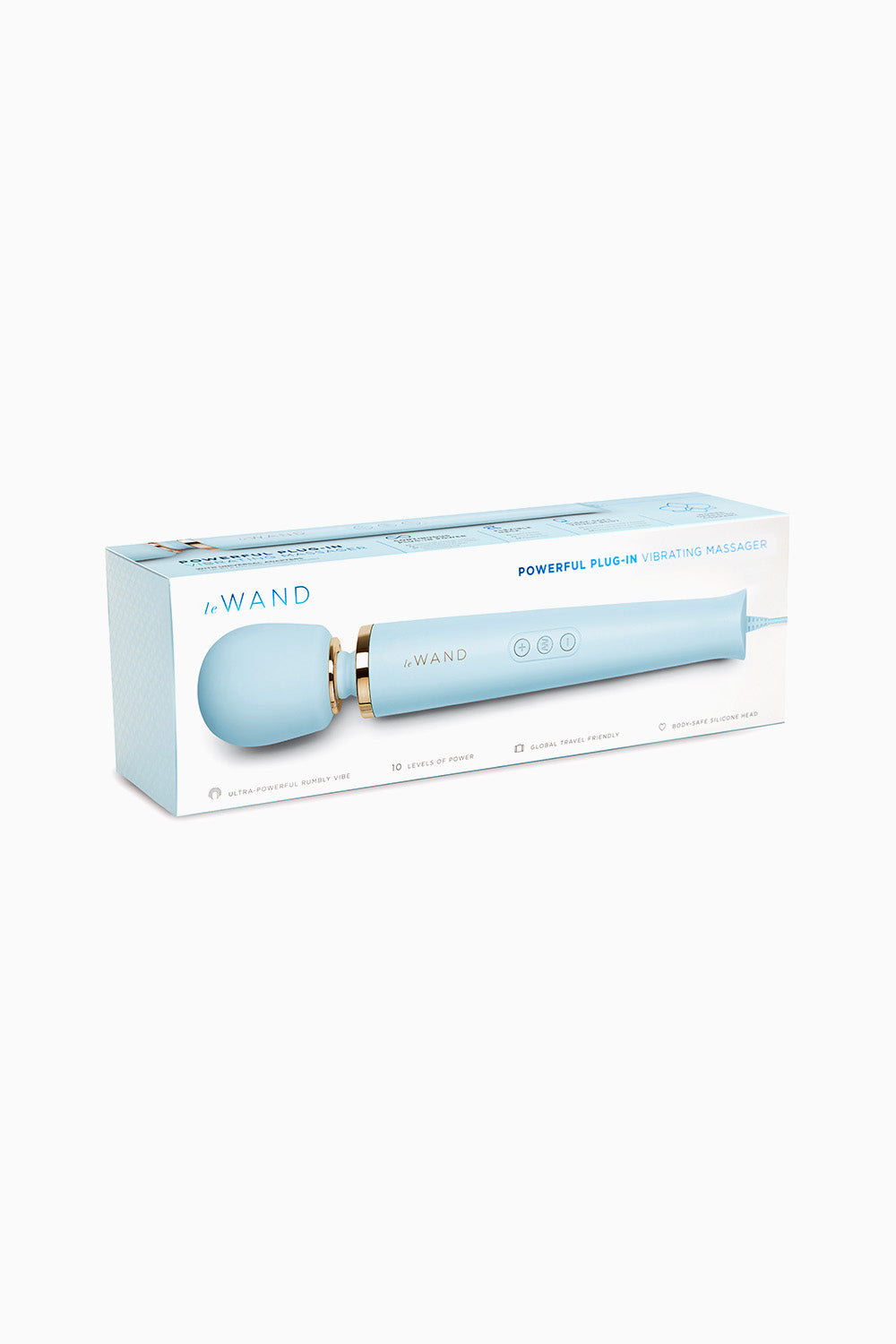 Le Wand Powerful Plug-In Vibrating Massager Sky Blue, 13 Inches