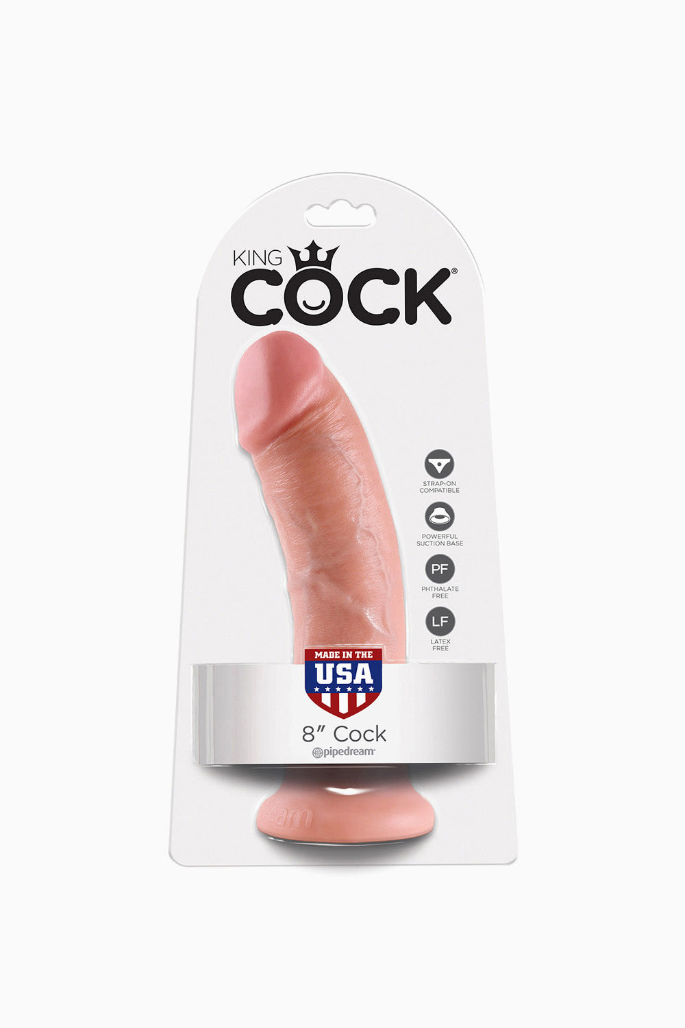 King Cock Ultra Realistic Girthy Suction Cup Dildo, 8 Inch